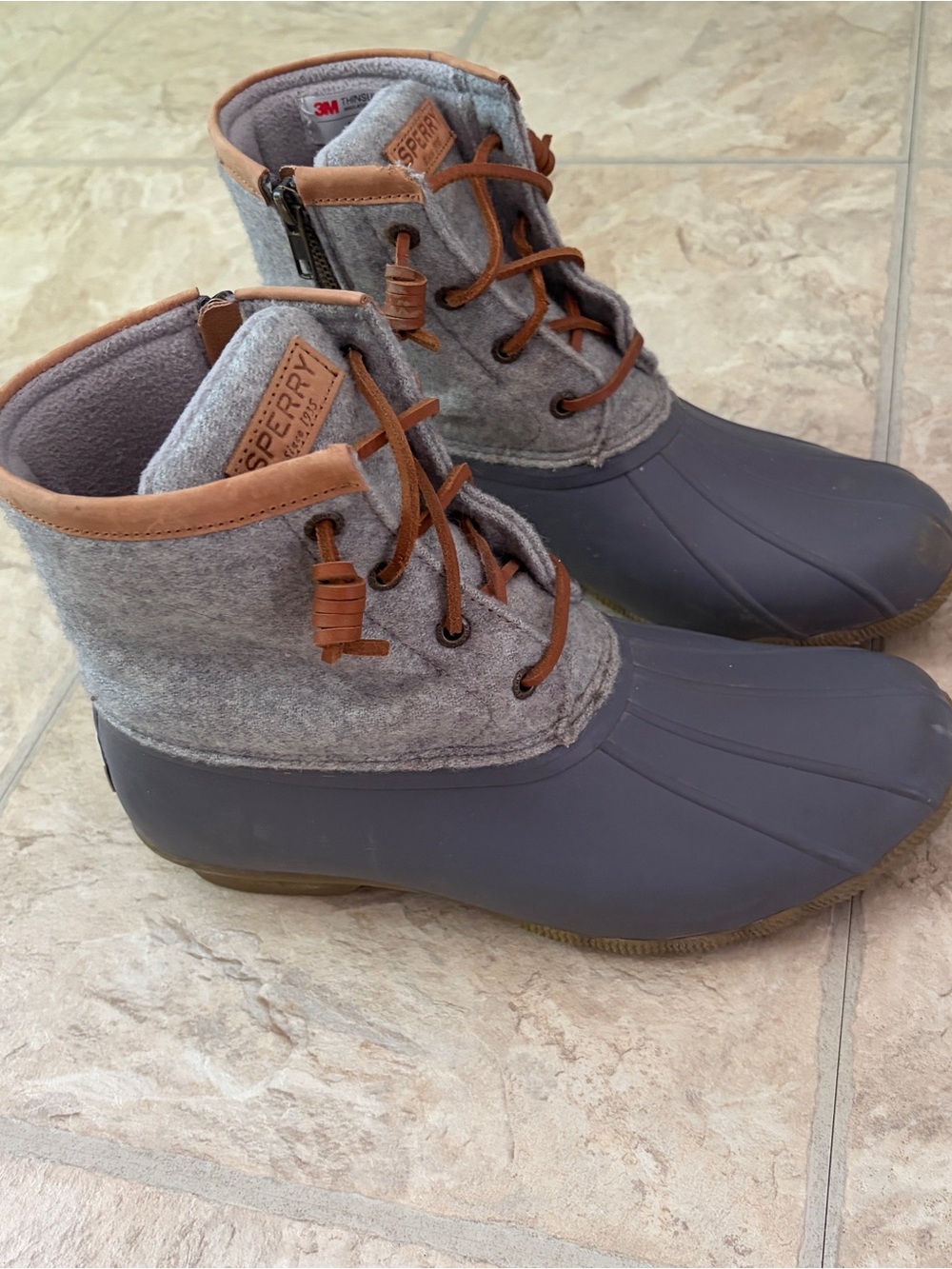 Sperry Saltwater Duck Boots Gray Wool 200g Thinsulate Insulated Women’s 8.5 - Picture 2 of 12